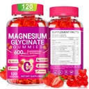 Magnesium-Glycinat-Gummien 600mg, Chewable Sugar Free Kalium Magnesium-Gummi-Gummi mit Magnesium-Glycinat, Vitamin D, B6 und CoQ10 für Schlaf, Entspannung, Gehirn und Muskel, 60 Tage Versorgung