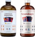 LIQUIDHEALTH Calcium und Magnesium & Neurologic Nootropic Liquid Vitamin Supplements Bundle für Erwachsene - Unterstützung Knochen & Gewebe Gesundheit, Verbesserung Gedächtnis, Fokus & Konzentration - Vegan, Non-GMO, USA Made