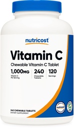 Nutricost Vitamin C Chewable (1,000mg) 240 Tablets - Vegan, GMO-Free, 120 Servings