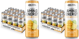 Optimum Nutrition Amino Energy Sparkling Hydration Drink,Electrolytes,Caffeine,Amino Acids,BCAAs,Sugar Free,Mango Pineapple Limeade,12 Fl Oz,(Packaging May Vary),12 Count (Pack of 2)