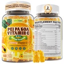 PEI PA KOA Vitamin C 1000mg Gummies, 16-in-1 Herbal Soothing Throat & Immune Support Supplement with Loquat, Chuanbei, Powerful Antioxidant Zinc, Elderberry, Ginger, Chamomile, Manuka Honey - 2 Pack