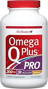Dr. Sinatra Omega Q Plus PRO – Professional Strength Heart und Healthy Aging Support mit 200 mg CoQ10 und 90 mg Resveratrol für optimale Cellular Energy Production (90 Softgels)
