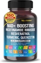 NAD+ Boosting Trans-Resveratrol Turmeric Quercetin Rosemary Bilberry Sage Green Tea Oregano Nettle Milk Thistle Black Pepper -150 Kapseln- Made in USA