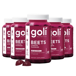 Goli Nutritional Supplement, Beets Cardio Gummy - 300 Count(5 Pack of 60) - 100mg CoQ10 & Beet Root Extract - Gluten-Free, Vegan, Non-GMO, and Gelatin-Free. Nature's Great Superfood.