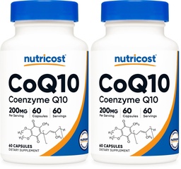 Nutricost CoQ10 200mg, 60 Vegetarian Capsules, 60 Servings - High Absorption, Vegetarian, Non-GMO, Coenzyme Q10 (Pack of 2)