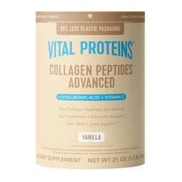 Vital Proteins Collagen Peptides Advanced, Hydrolyzed Peptides with Hyaluronic Acid and Vitamin C - Vanilla Flavor Powder, 21oz