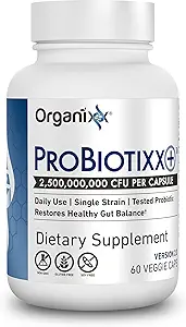Organixx ProBiotixx+ Probiotic Supplement, Daily Probiotics for Women & Men For Digestive Health Gut Health, Immune Support, 2.5 Billion CFU, Gluten Free, Non GMO, Shelf Stable, 60 Vegetarische Kapseln