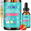 22-in-1 Parasite Cleanse for Humans & Kids – Herbal Gut Cleanse Drops with Black Walnut, Wormwood, Zeolite, Chlorella & 10B Probiotics – Supports Digestive Health Detox for Kids & Adults – 2oz