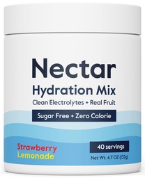 Polvere di elettroliti senza zucchero di Nectar - Frutta organica No Zucchero o Calorie - Polvere di idratazione per il sollievo e la reidrazione di disidratazione - Keto e Paleo (Strawberry Lemonade 40 Serving Tub)