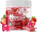 Magnesium Glycinate Weichkäse, Erdbeer-Flaschen. Chewable Sugar Free Potassium Magnesium Chews mit Magnesium Glycinat, Vitamin D, B6, und CoQ10 für Kalorien Unterstützung & Schlaf für Erwachsene, 60 Tage Versorgung