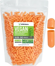 XPRS Nutra Größe 00 Leere Kapseln - 1000 Graf Leere Vegan Kapseln - Vegetarische leere Pillen - DIY Gemüse Kapsel Füllung- Veggie Pillen Caps (Peach)