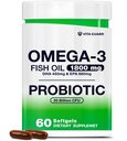 Omega-3 Fish Oil with Probiotics – 1800mg Fish Oil, 660mg EPA, 450mg DHA – Heart, Brain & Gut Support – 20 Billion CFU – Lemon-Flavored Burpless Softgels – Non-GMO, Gluten-Free