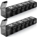 2 Pack Extra große wöchentliche Pille Organizer, BPA Kostenlose Pille Box 7 Tag mit XL Kompartment für Fischöle, Travel Friendly Medicine Organizer Pille für Vitamine, Ergänzungen