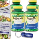 Spring Valley Calcium 600 mg Plus Vitamin D3 12.5 mcg 150 Ct Mini Softgels 4 Pk (600 Total) + “Vitamin Vitality” Guide & Pill Container (6 Items)!