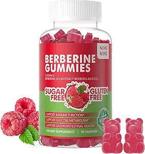 Berberine Gummis mit Ceylon Cinnamon 1500mg Hohe Potenz Berberine HCL-Ergänzung für Immun- und Stoffwechselunterstützung, Sugar Free Organic Berberine Gummies Raspberry Flavor.