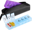 Detachable 7 Tage Pille Box, 14 Komponenten Medizin PP Aufbewahrungsbox, BPA-freie Reise-Medizin-Box mit wasserdichter Tasche, zweimal pro Tag Pille Fall Box für Vitamin-Ergänzungen, und Fischöl