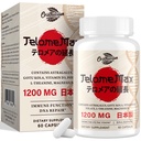 Telomere Lengthening Supplements – Organic Astragalus, Gotu Kola, Vitamin D3, Folate, L-Theanine – Anti-Aging, DNA Repair, Immune & Cellular – 60 Vegan Capsules, Made in Japan (1 Bottle)