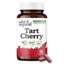 Wild & Organic Tart Cherry Capsules 600 mg - Uric Acid Support - Tart Cherry Powder Supplement - Prunus Cerasus Fruit Extract - 60 Days of Supply - Vegan, No Fillers, Non-GMO - 60 Count