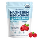 Magnesium Bisglycinate Gummies, 400mg Magnesium Bisglycinate Chelate with Sea Salt & Raspberry Powder, Supports Sleep, Nerve & Muscle Relaxation, Bone Health Support, Vegan, 60 Gummies (1)
