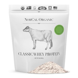 NorCal Organic - Classic Whey Protein - 100% Grass-Fed e Grass-Finished - UNFLAVORED - Lecithin-Free - Bulk 2lb