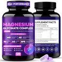 Magnesium Glycinate Complex 1150mg - Gentle on Stomach High Absorption Magnesium Capsules with Citrate, Silica, Ashwagandha & Vitamin B6 for Zzz, Stress Relief, Muscle Support for Adults, Women & Men
