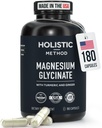 Magnesium Glycinate Capsules with Organic Turmeric and Ginger - 180 Vegan Capsules for Sleep, Relaxation, Muscle Cramps and Immune Support