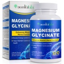 Pure Magnesium Glycinate, Magnesium Supplement, Magnesium Complex for Women Men 120 Capsules, Support Stress Relief, Health, Muscle, Nerve, Sleep.