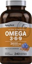 Piping Rock Omega 3 6 9 Ergänzungen für Frauen und Männer | 3600mg | 240 Softgel Kapseln | Fish Flax Borage | Ultra Strength | Non-GMO, Glutenfrei
