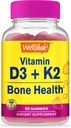 WellJa Vitamin D3 + K2 Gummi - Vitamin D3 1000 IU, K2 100 MCG - Knochen und Muskel-Gesundheitsunterstützung, natürliche Aromen, GMO-frei, Glutenfrei, Vegan - K2 D3 Vitamin Supplement- 60 Gummie