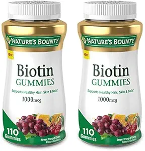 Nature's Bounty Biotin, Vitamin Supplement, Unterstützt gesundes Haar, Haut und Nägel, Frucht-Flamoured Gummies, 1000 mcg, 110 Count (Pack von 2)