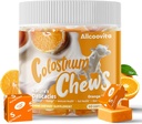 Bovine Colostrum Chews Supplement mit Probiotika für Gut Health, Bloating, Immununterstützung, Haut, Haarwachstum und Schönheit - Orange Flavor (60 Servietten)