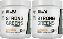 BARE PERFORMANCE NUTRITION, BPN Strong Greens Superfood Powder, Improved Digestion, Increased Energy, Immune System Support, Pineapple Coconut (Pack of 2)