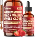 Satoomi 8in1 Wormwood Liquid Drops mit Black Walnut, Ganze Tücher und 5 Mehr - 60ml für 60 Tage Versorgung