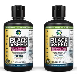 Amazing Herbs Premium Black Seed Oil - Cold Pressed Nigella Sativa Aids in Digestive Health, Immune Support, Brain Function, Joint Mobility, Gluten Free, Non GMO - 32 Fl Oz (Pack of 2)