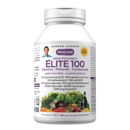 ANDREW LESSMAN Multivitamin Elite 100, 180 Capsules - Potent Nutrients Plus 100mg Each of Coenzyme Q10, Alpha Lipoic Acid, Resveratrol, EGCG, Pomegranate, Citrus Bioflavonoids. No Additives