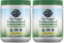Garden of Life Raw Organic Perfect Food Green Superfood Juiced Greens Powder - Original Stevia-Free,30 Servings,Non-GMO,Gluten Free Whole Food Dietary Supplement,Alkalize,Detoxify,Energize,(Pack of 2)