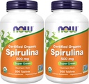 JETZT Ergänzungen, Bio Spirulina 500 mg mit Vitaminen, Mineralien und GLA (Gamma-Linolensäure), 500 Tabletten (Pack von 2)