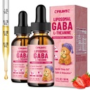 2 Pack Liposomal GABA L-Theanine Drops for Kids - Liquid GABA Supplement with Magnesium, Chamomile, Lemon Balm & Vitamin B6 - Support Relaxation, Focus & Stress Relief for Kids & Adults - Strawberry