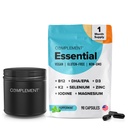 Ergänzung Vegan Multivitamine für Frauen und Männer Omega 3 DHA+EPA, Vitamin B12, Vitamin D3 K2, Zink, Selen, Magnesium, Iodin Ergänzung- Immununterstützung- 90 Count, Inklusive Jar