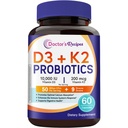 Doctor's Recipes Vitamin D3 K2 with Probiotics for Women & Men, 10000 IU D3, 200 mcg K2 for Bone & Immune Health, 50 Billion CFU Probiotics with Akkermansia Muciniphila for Gut Balance, 60 Caps