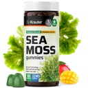 BIO KRAUTER Irish Sea Moss Gummi für Damen und Herren - 2840 mg Stärke - 90 Vegan Chews - Bladderwrack & Burdock Root Supplement - Chondrus Crispus Formula - Seamoss Gummies