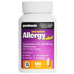 Compare to Allegra | Fexofenadine HCl 180mg | 24-Hour Allergy Relief, Non-Drowsy Antihistamine Generic Medicine for Allergies, Hay Fever, Itchy Eyes | for Kids & Adults (120 Count)