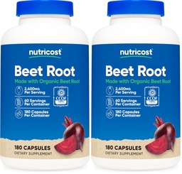 Nutricost Beet Root 2400mg, 180 Capsules - CCOF Certified Made with Organic Beet Root, Superfood, 60 Servings (Pack of 2)
