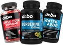 Berberine Supplement ACV Gummies & Water Away Pills - Berberine HCL Supplement Healthy Metabolic Support - ACV Apple Cider Vinegar Gummies Detox, Cleansing, Digestion - Water Pills Diuretics Retention