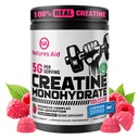 Natures Aid NSF Certified Creatine Gummy 5g - Creatine Monohydrate Gummies – Pre-Workout Energy & Muscle Growth Support for Men & Women | Raspberry Electrolyte Gummies (135 Count)