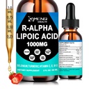 Alpha Lipoic Acid Liquid Drops 1000mg with Stabilized R-ALA, Antioxidant Supplement for Metabolism, Nerve & Brain Health, Anti-Aging, Fast Acting Liquid Alpha-Lipoic Acid Than Capsules Gummies丨 Vegan