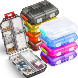 Meekoo 8 Stücke Reise Pille Organizer Tasche Tragbare Pille Case Täglich Container Kleine Container Medizin Reisen mit 10 Komponenten für Geldbeutel Fischöl Medizin (Multicolor)