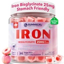 Vegan-Eisen-Ergänzung für Frauen 25mg, Sugar Free Iron Gummis mit Vitamin C, Methy B12, Folate for Energy Boost, Iron Deficiency, No After Taste, Peach Flavor - 60 Count (Pack mit 2)