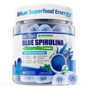 Organic Blue Spirulina Gummies, High Phycocyanin from Nutrient-Rich Blue-Green Algae for Antioxidants, Cellular Energy & Cleanse, Superfood w/Chlorella, CoQ10 & VC,Taurine,Green Tea, Sugar Free, 60 Ct