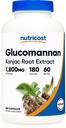 Nutricost Glucomannan 1.800mg pro Servierung, 180 Kapseln - natürliche Faserquelle, Non-GMO, Glutenfrei